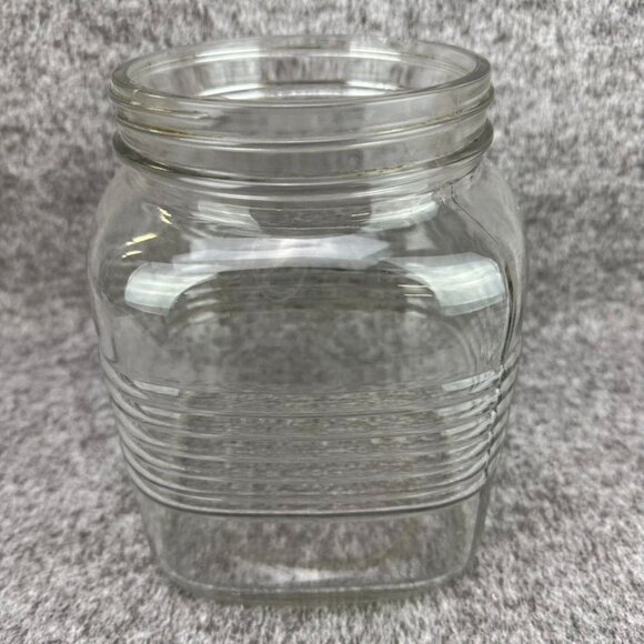 ✅VTG Owens-Illinois Glass Company Square Glass Jar CLEAR Art Deco *CHIP NO LID* - Picture 1 of 7